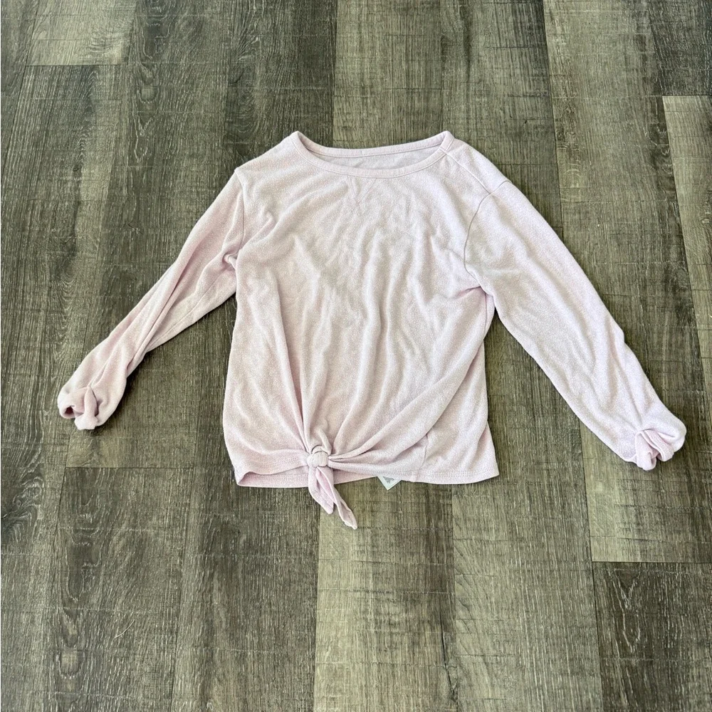 Old Navy Pale Pink Front-Tie Long Sleeve Top
